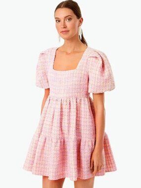 Tuckernuck Hyacinth House Nora Pink Tweed Mini Dress Size M